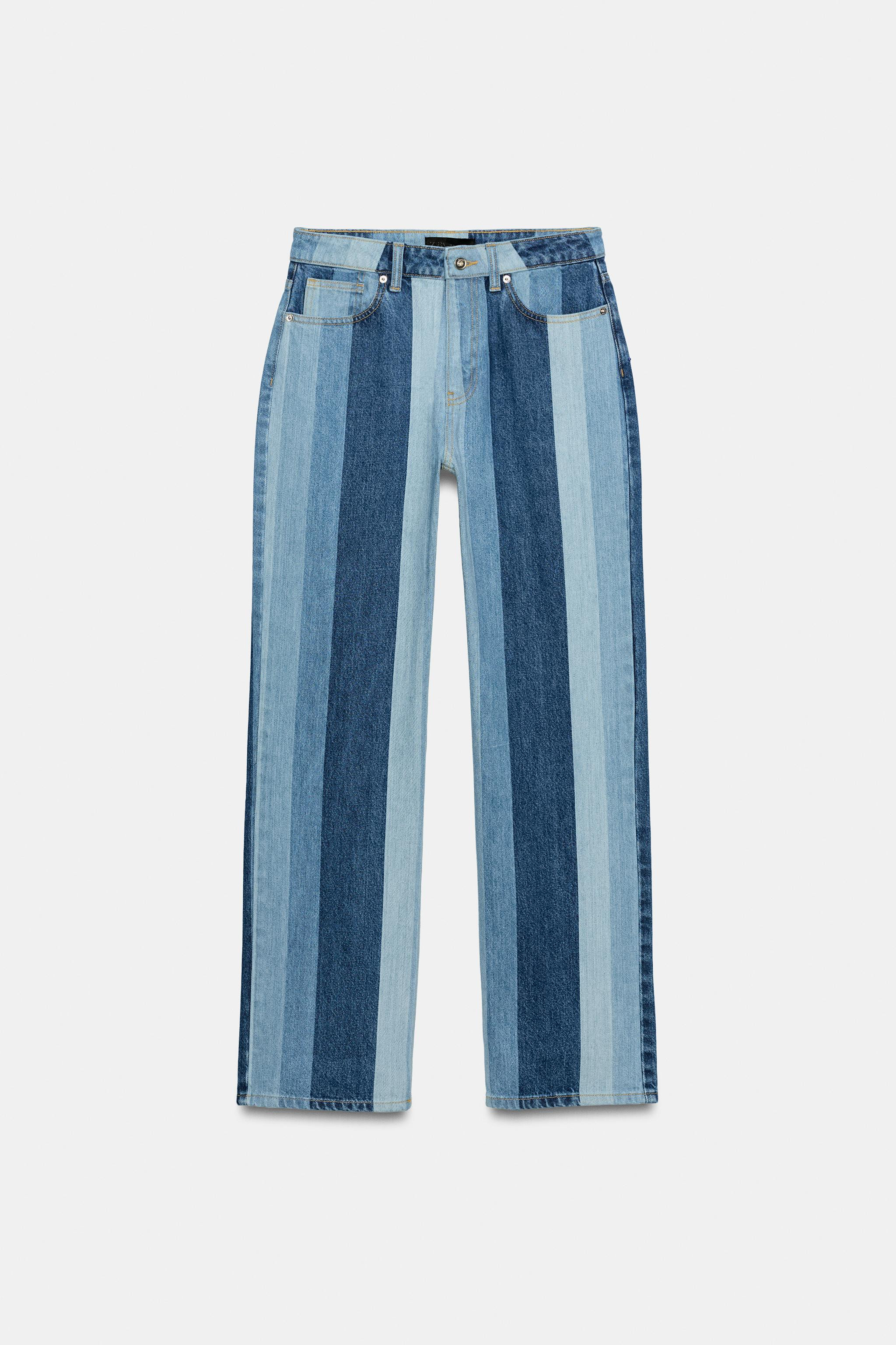 MID-RISE - STRAIGHT - STRIPEDMid-waist jeans with five pockets. Straight leg. Front zip fly and b... | Zara UK