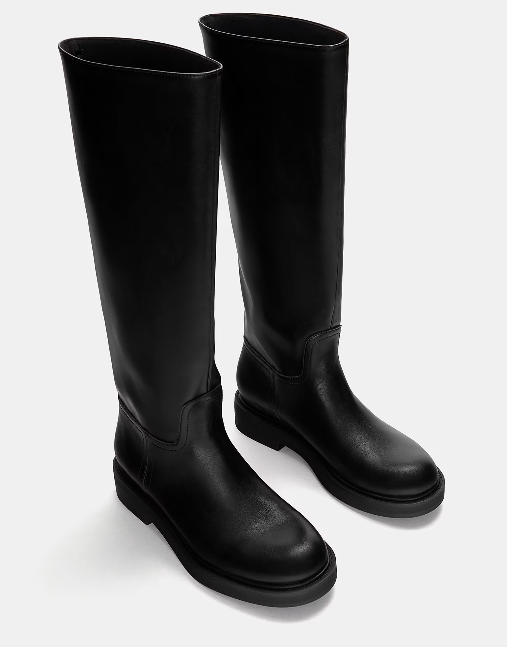 Pull&Bear flat knee high boots in black | ASOS (Global)