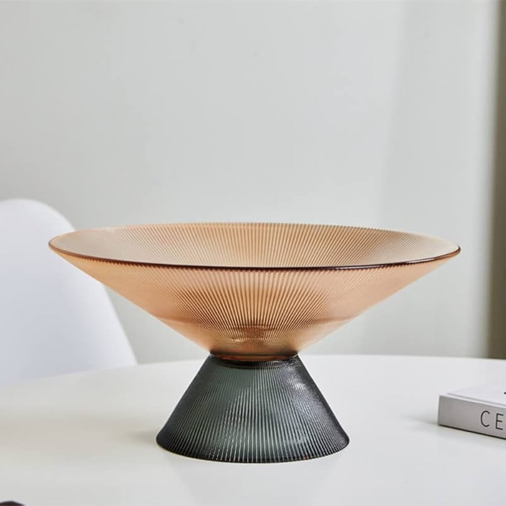 CESTATIVO Fruit Bowl for Kitchen Counter, Glass Fruit Basket, Pedestal Fruit Bowl, Decorative Bow... | Amazon (US)