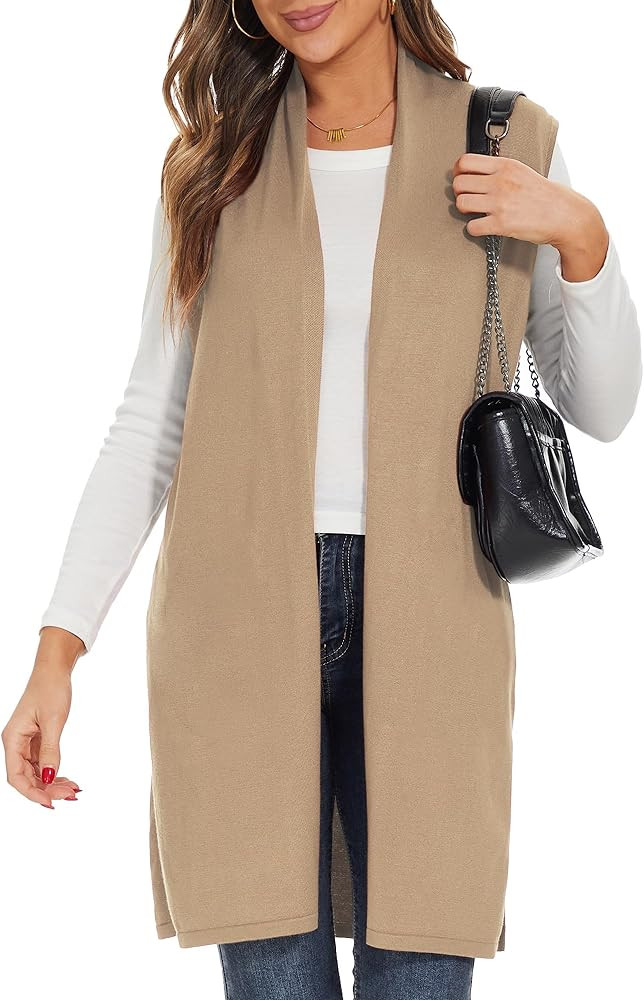 Moss Rose Women's Long Knit Cardigan Vest Casual Sleeveless Open Front Draped Duster Vest (Availa... | Amazon (US)