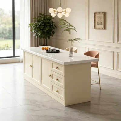 Modern Rock Slab High Capacity Kitchen Island | Wayfair North America