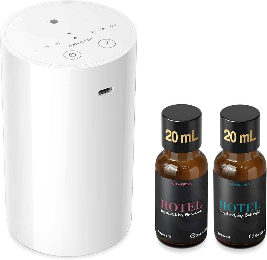 Airversa Waterless Essential Oil Diffuser Starter Kit with 2x20mL Hotel Fragrance Oils, Cordless ... | Amazon (US)