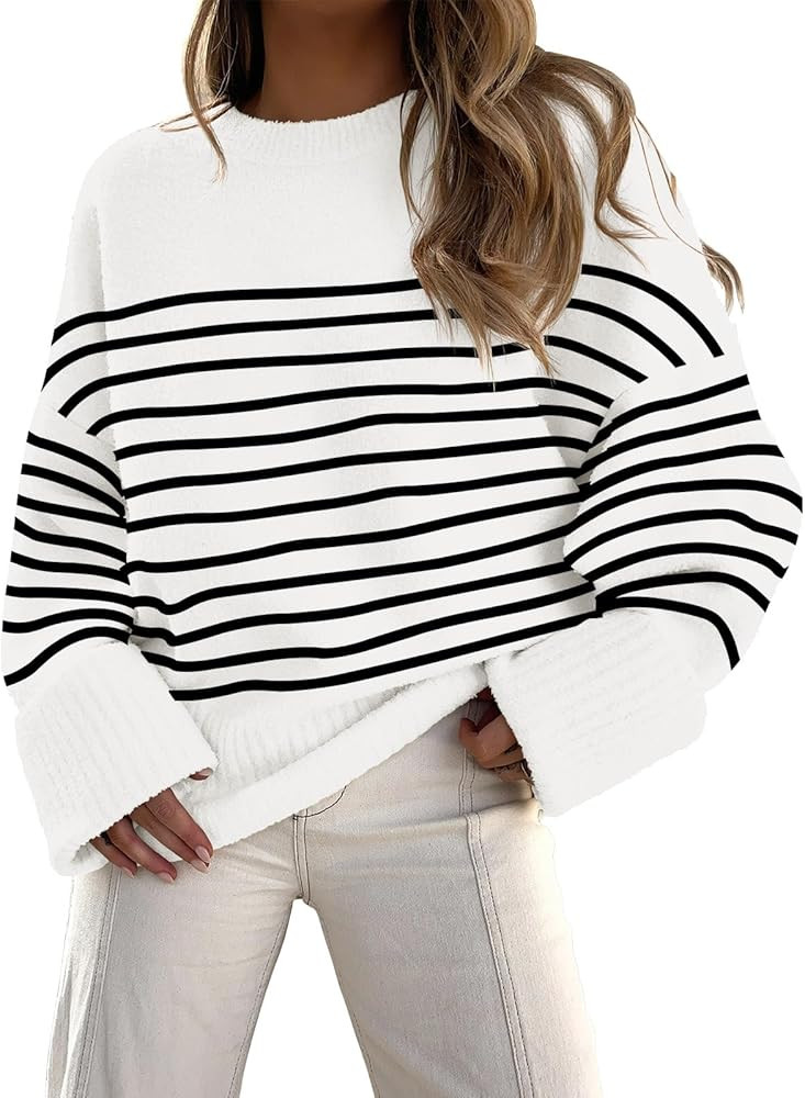 ANRABESS Women's Oversized Sweaters 2025 Long Sleeve Fuzzy Knit Casual Chunky Pullover Sweater Fa... | Amazon (US)