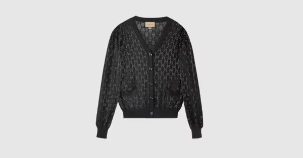 Fine wool GG crystal cardigan | Gucci (US)