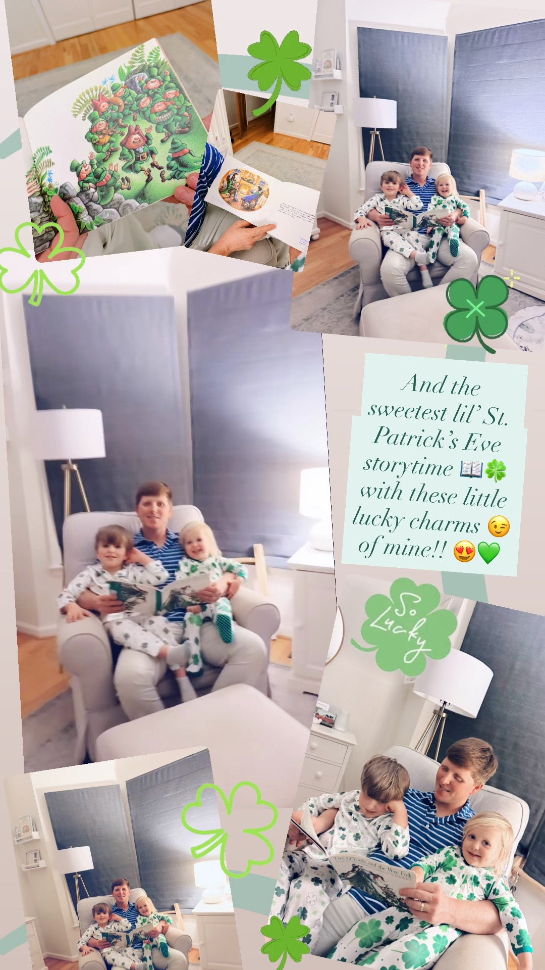 And the sweetest lil’ St. Patrick’s Eve storytime 📖🍀 with these little lucky charms 😉 of mine!! 😍💚