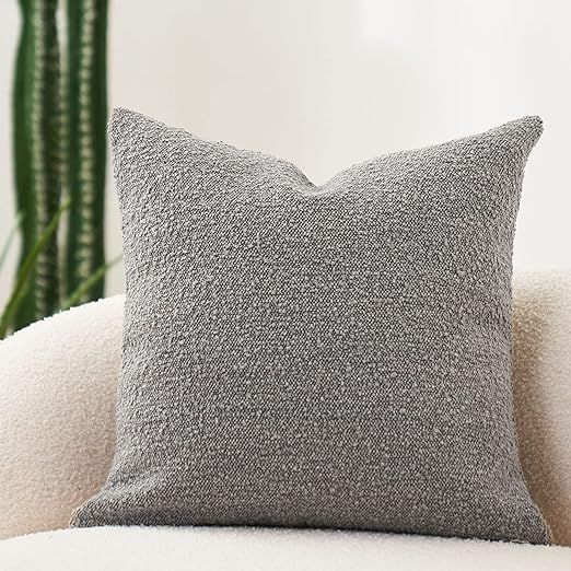 DOMVITUS Luxury Decorative Throw Pillow Cover 18 x 18 Inch Textured Boucle Square Sofa Couch Pill... | Amazon (US)