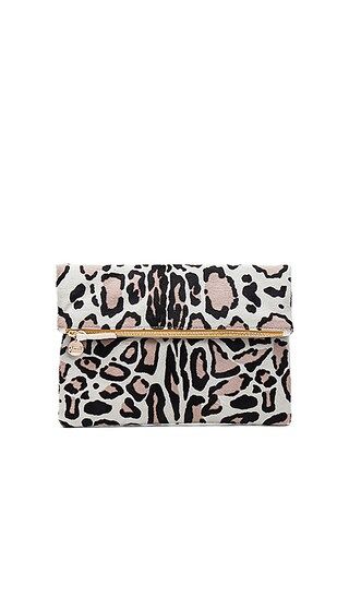 Clare V. Hair On Foldover Clutch in Snow Cat | Revolve Clothing