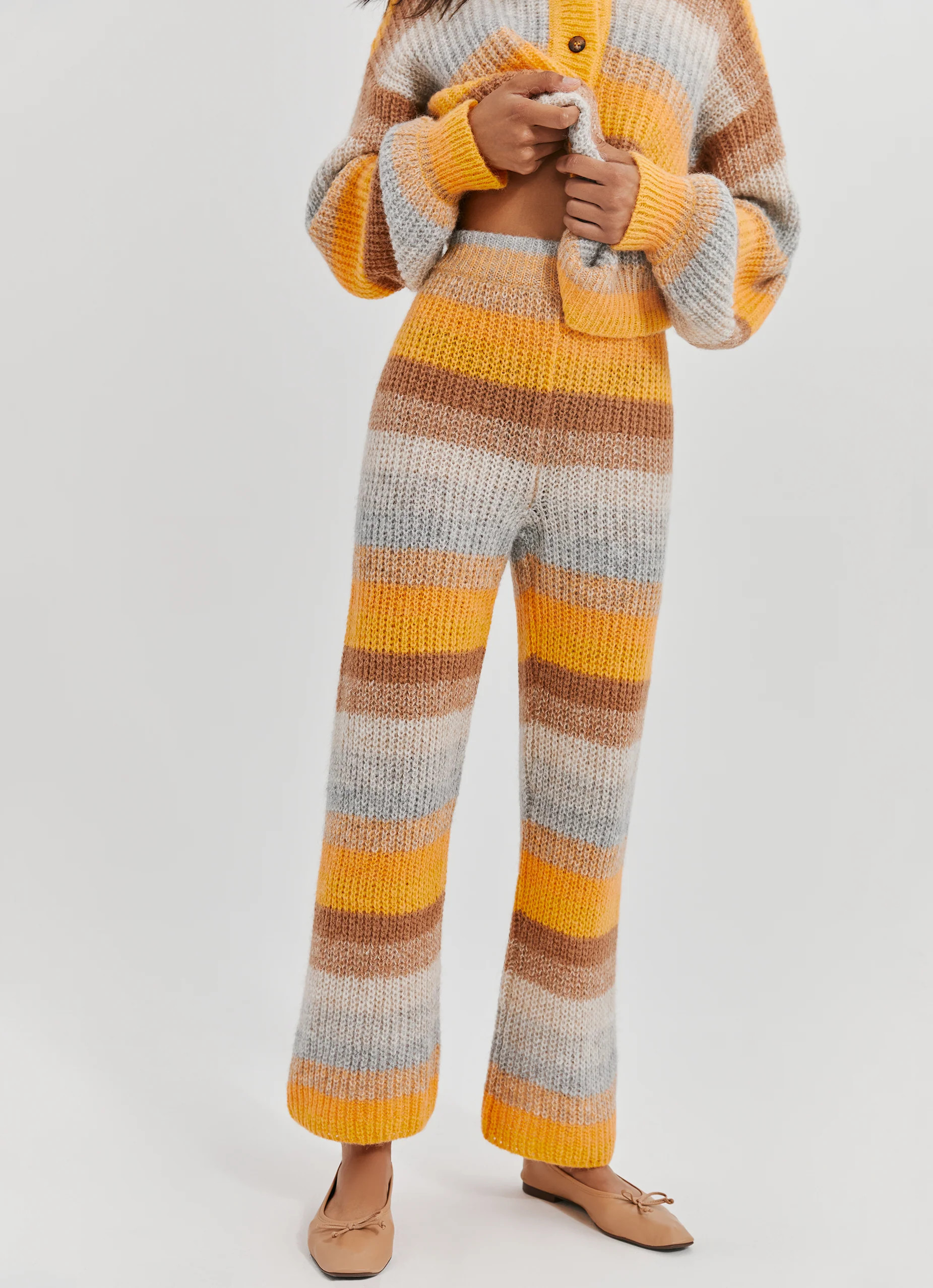 Wide Leg Striped Knitted Pants | Something Navy