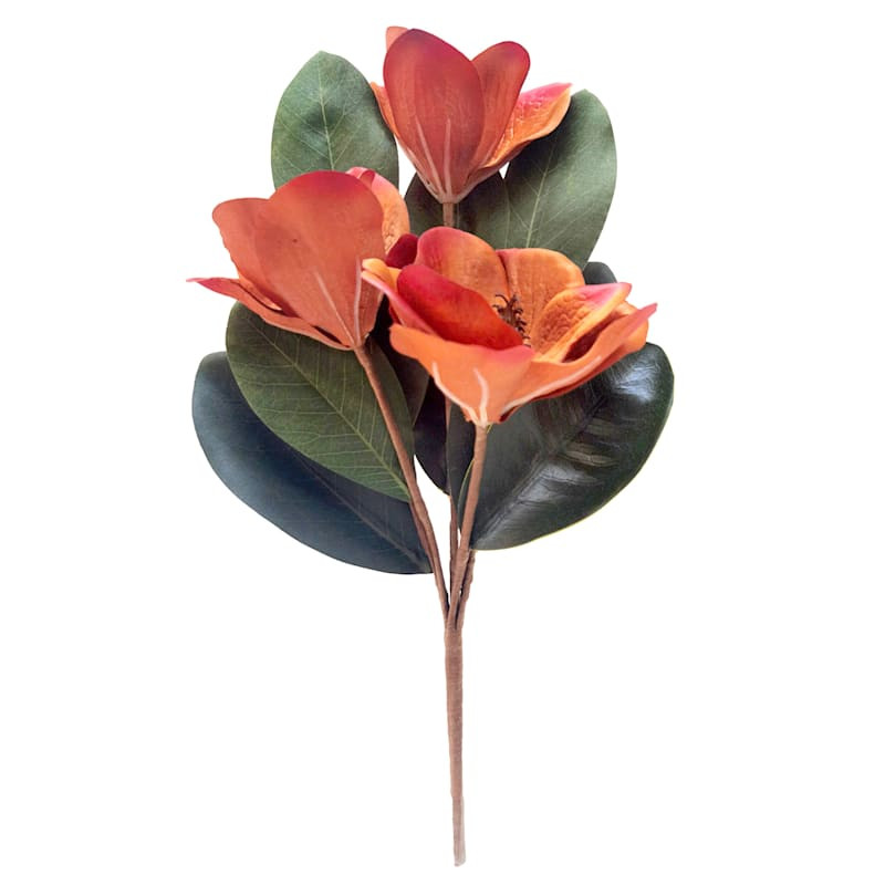 Orange Magnolia Floral Bush, 16" | At Home