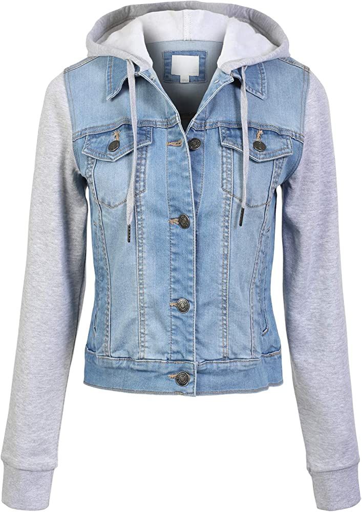 Design by Olivia Women's Classic Casual Detachable Hooded Denim Jacket | Amazon (US)