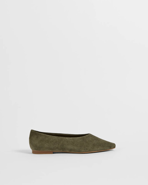 Genuine Leather High Vamp Ballet Flat - Luna - Khaki | Target AU