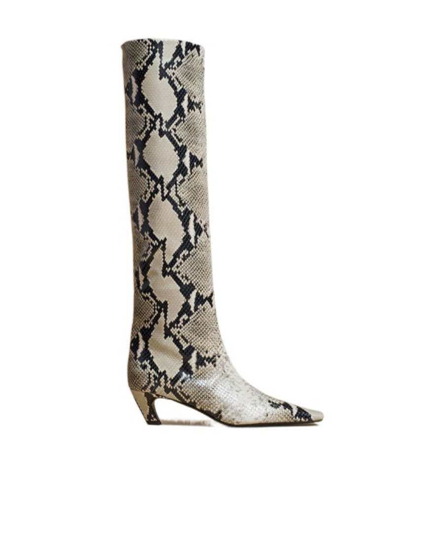 snakeskin-print 65mm leather boots | Senser US
