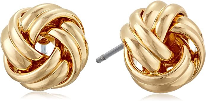 Amazon.com: Anne Klein "Classics" Gold-Tone Knot Stud Earrings: Clothing, Shoes & Jewelry | Amazon (US)