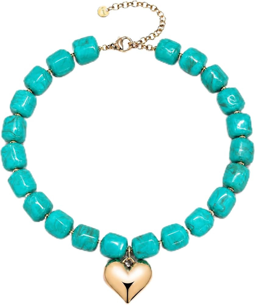 Chunky Colorful Beaded Necklaces for Women Trendy Big Large Bead Necklace | Amazon (US)