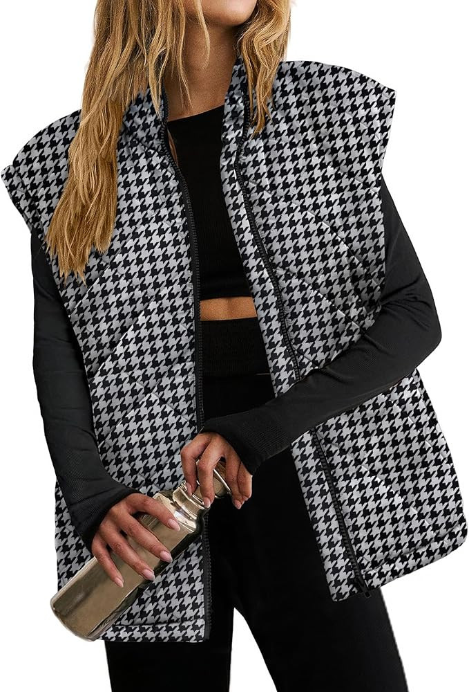 Zeagoo Womens Oversized Puffer Vest Zip Up Stand Collar Lightweight Sleeveless Warm Outerwear Pad... | Amazon (US)