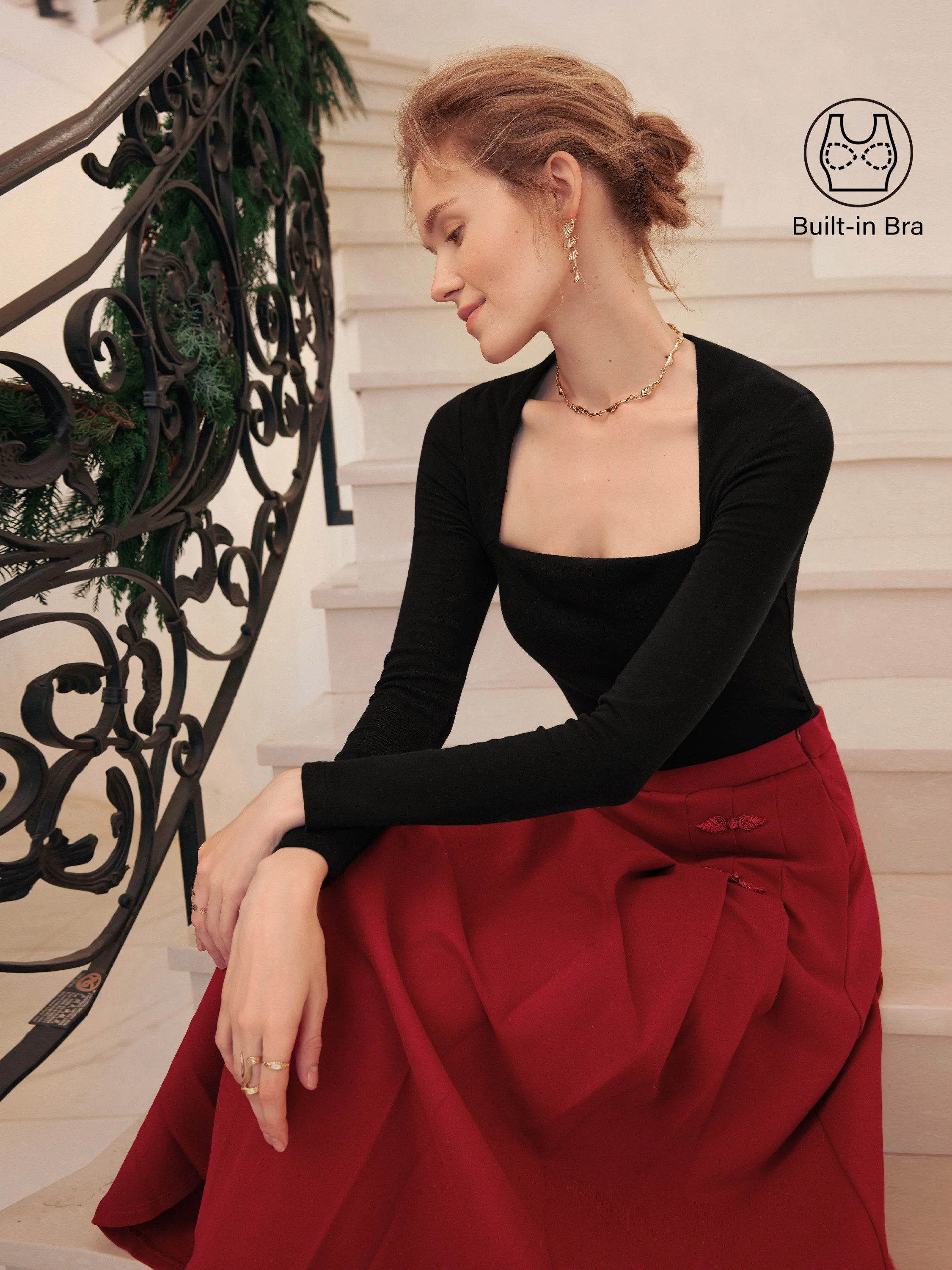 Angular Square Neck Side Ruched Brami | OGLmove