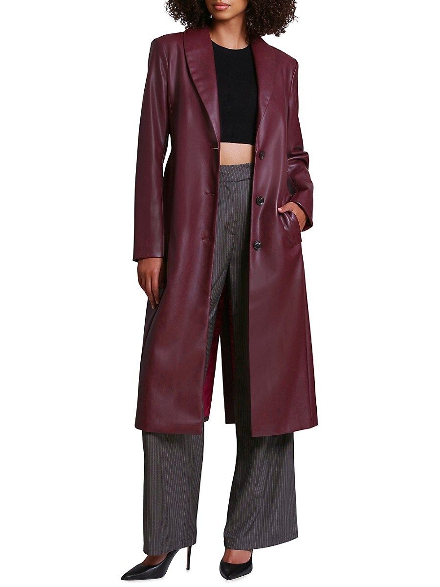 Avec Les Filles Women's Faux Leather Trench Coat - Burgundy - Size S | Saks Fifth Avenue OFF 5TH