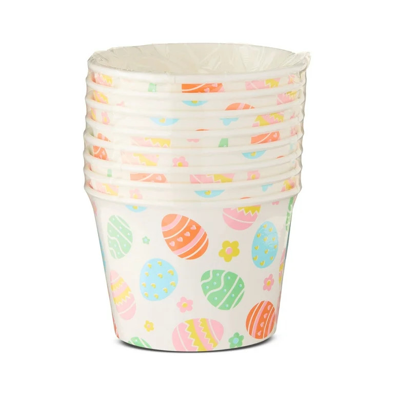 Way To Celebrate Multicolor Easter Eggs and Flowers Paper Treat Cups, 9 oz, 8 Count | Walmart (US)