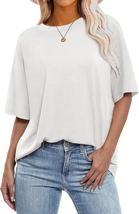 ANRABESS Womens Oversized T Shirts Short Sleeve Crewneck Tops Casual Loose Basic Tee Shirts 2025 ... | Amazon (US)