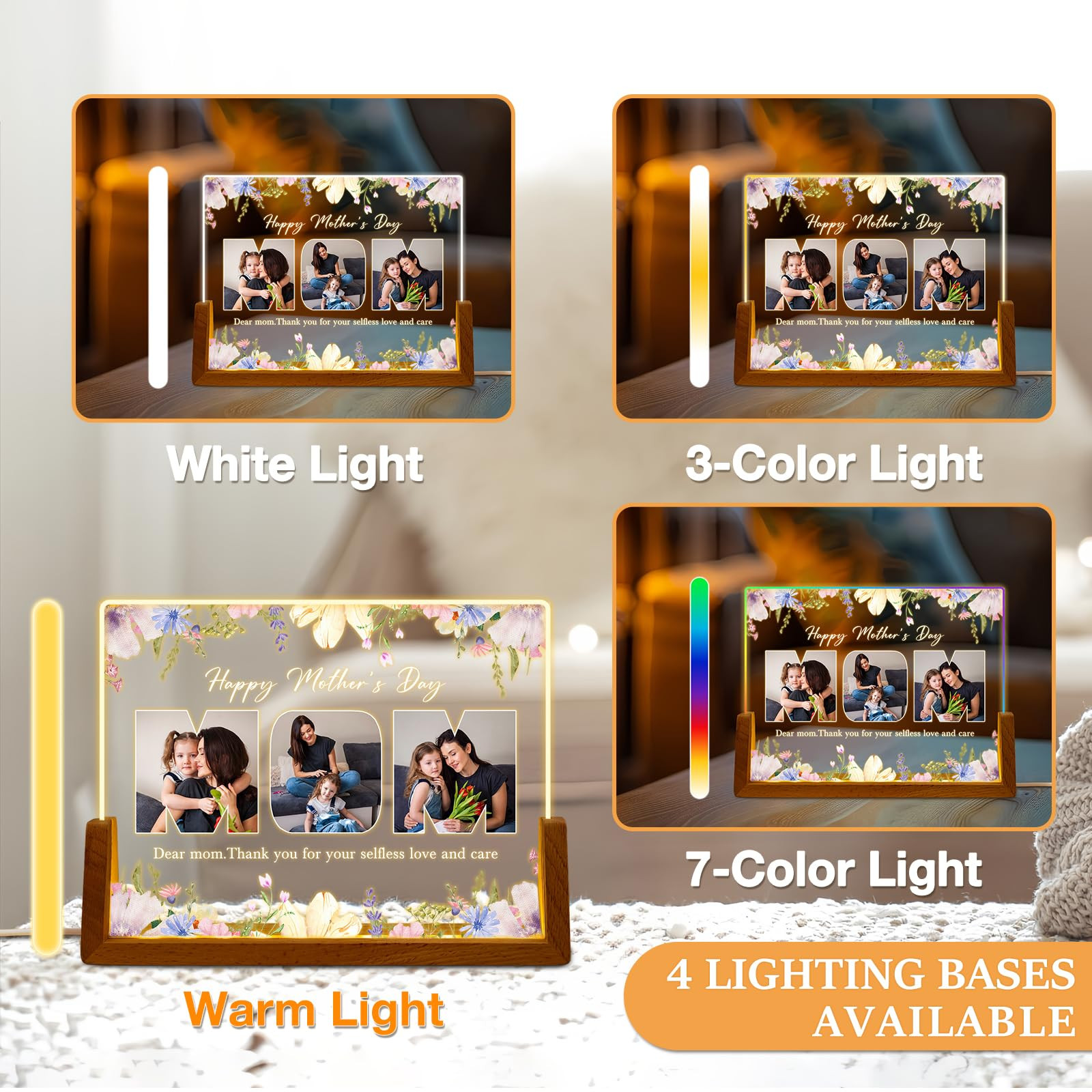 Personalized Acrylic Night Light, Custom Photo Plaque Gift, Acrylic Plaque for Mother’s Day, An... | Amazon (US)