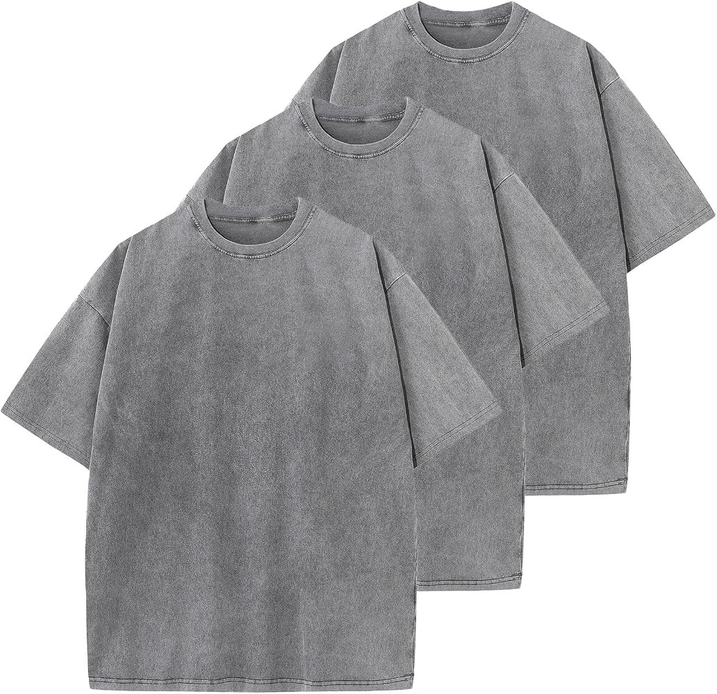 Men's Cotton T-Shirts Oversized Unisex Short Sleeves Casual Loose Wash Solid Basic Tee Tops | Amazon (US)