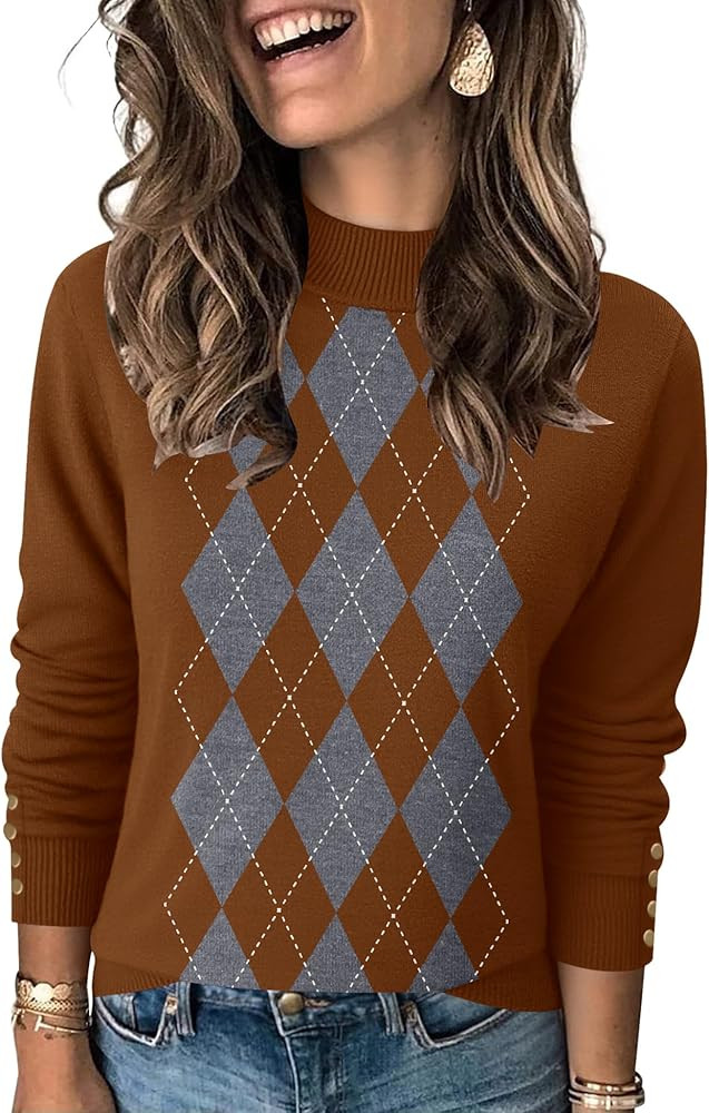 Qirno Womens Mock Neck Long Sleeve Knit Sweaters Turtleneck Casual Lightweight Button Cuffs Fall ... | Amazon (US)