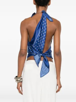 Christopher Esber bandana-print scarf-tie Top | Blue | FARFETCH | Farfetch Global