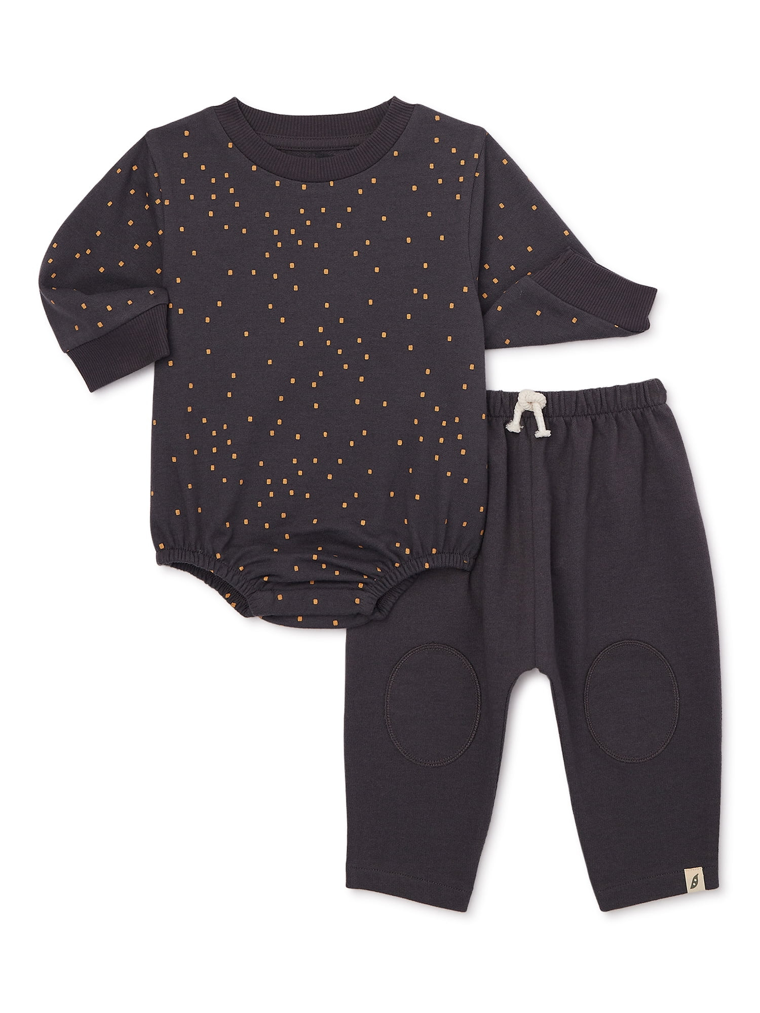 easy-peasy Baby Sweatshirt Bodysuit and Pants Outfit Set, 2-Piece, Sizes 0-24M | Walmart (US)