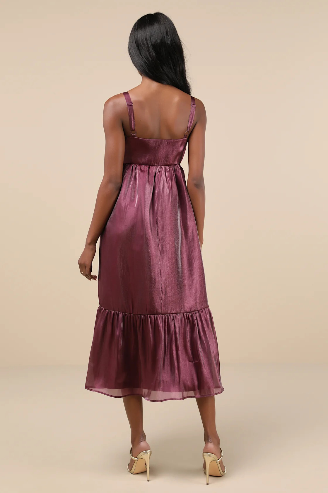 Extravagant Initiative Shiny Plum Organza Bow Midi Dress | Lulus