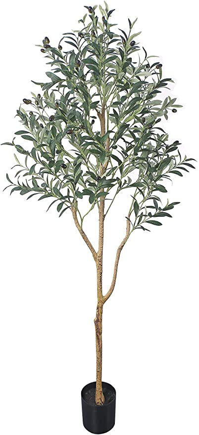 Phimos Artificial Olive Tree Tall Fake Potted Olive Silk Tree with Planter Large Faux Olive Branc... | Amazon (US)