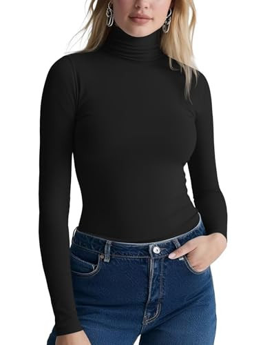 Zengjo Womens Turtle Necks Long Sleeve Thermal(Black,M) | Amazon (US)