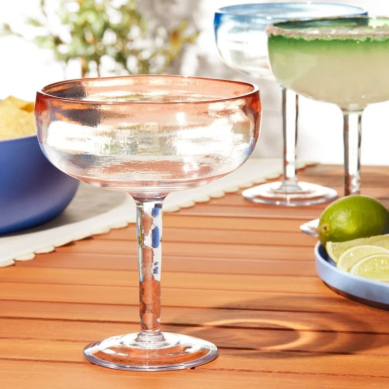 Mainstays by Becky G. & Alejandra 18-Ounce Acrylic Margarita Glass, Orange Rim | Walmart (US)