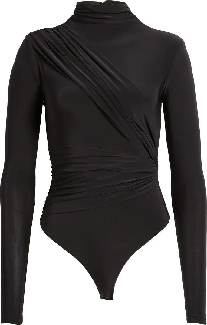 Drama Ruched Long Sleeve Ribbed Body-Con Bodysuit | Nordstrom