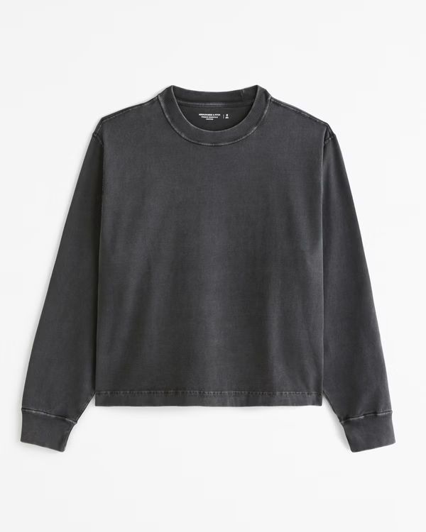 Long-Sleeve Premium Heavyweight Cropped Tee | Abercrombie & Fitch (US)