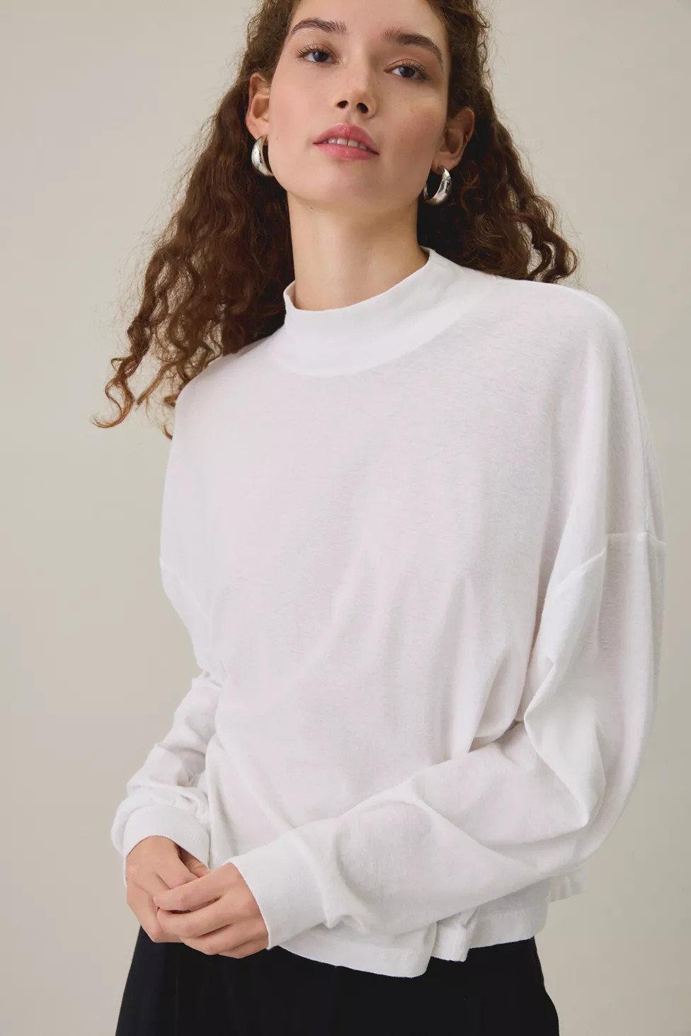 BDG Mockneck Boxy Long Sleeve Spill The Tee | Urban Outfitters (US and RoW)