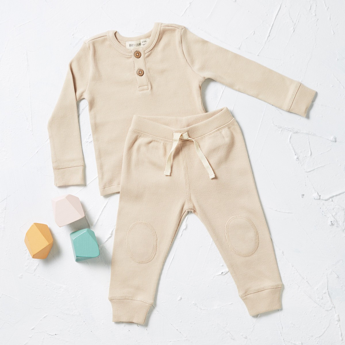 HART + LAND Baby/Toddler Organic Ribbed Long Sleeve Henley Bodysuit | The Tot