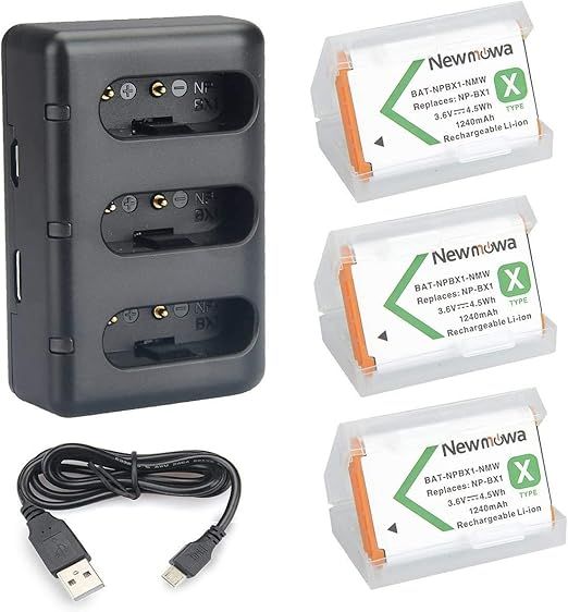 NP-BX1 Newmowa Replacement Battery (3-Pack) and 3-Channel USB Charger Set for Sony NP-BX1 and Son... | Amazon (US)