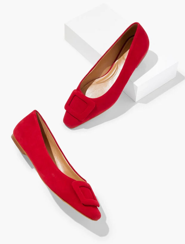 Whitley Buckle Suede Flats | Talbots