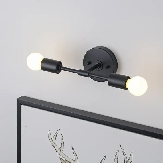 2 Light Black Wall Sconce  Modern Minimalist Bathroom Vanity - Etsy | Etsy (US)