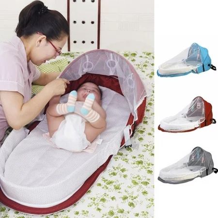 2-in-1 Portable Bassinet for Baby Foldable Baby Bed Travel Sun Protection Mosquito Net Breathable In | Walmart (US)