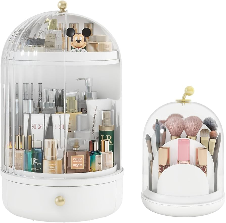 KHNR 360° Rotating Makeup Organizer for Vanity, Skincare Makeup Storage,Cosmetics Storage Box w... | Amazon (US)
