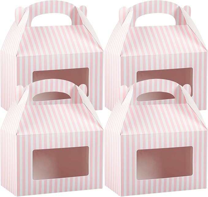 Bio Tek 8.5 x 4.8 x 5.5 Inch Gable Boxes For Party Favors, 25 Attractive Gift Boxes - Striped Des... | Amazon (US)