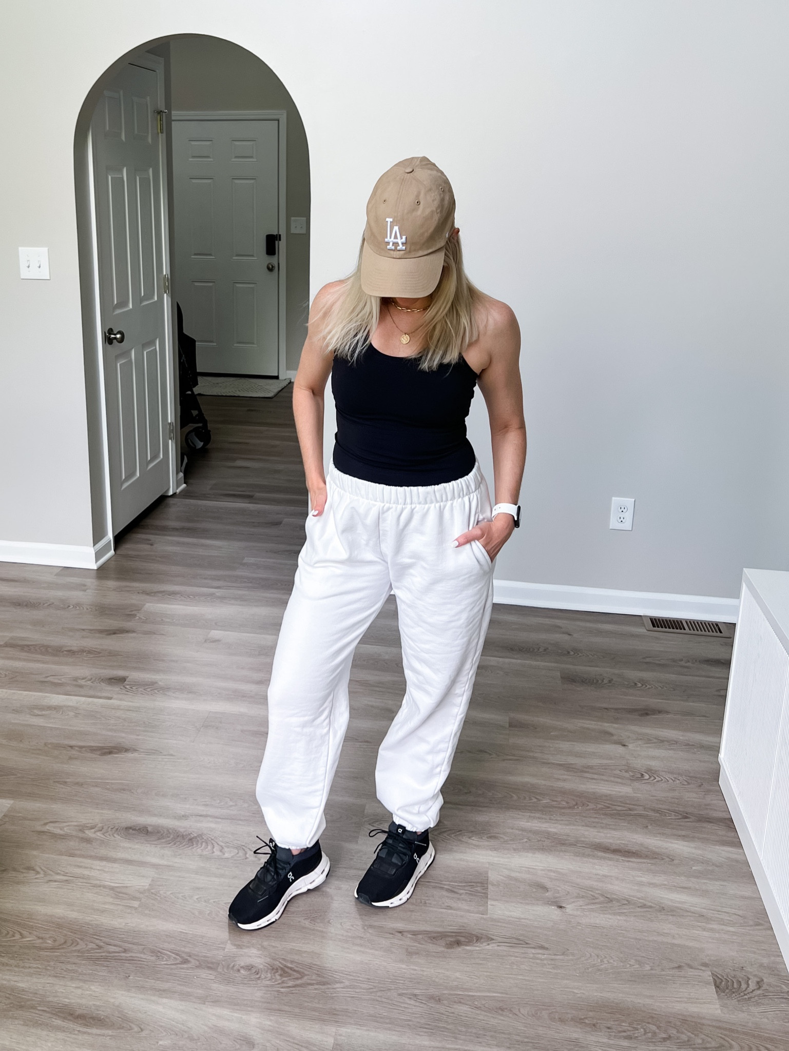 Pacsun LA dad hat, lululemon tank top, white John Galt sweatpants, On Cloudnova shoes, gold chain jewelry from Electric Picks 🫶🏼

#LTKunder50 #LTKsalealert #LTKxNSale