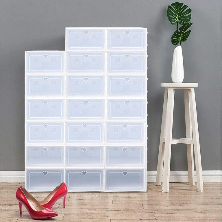 TFCFL 20pc Foldable Plastic Transparent Shoe Box Storage Clear Organizer Stackable Box - Walmart.... | Walmart (US)