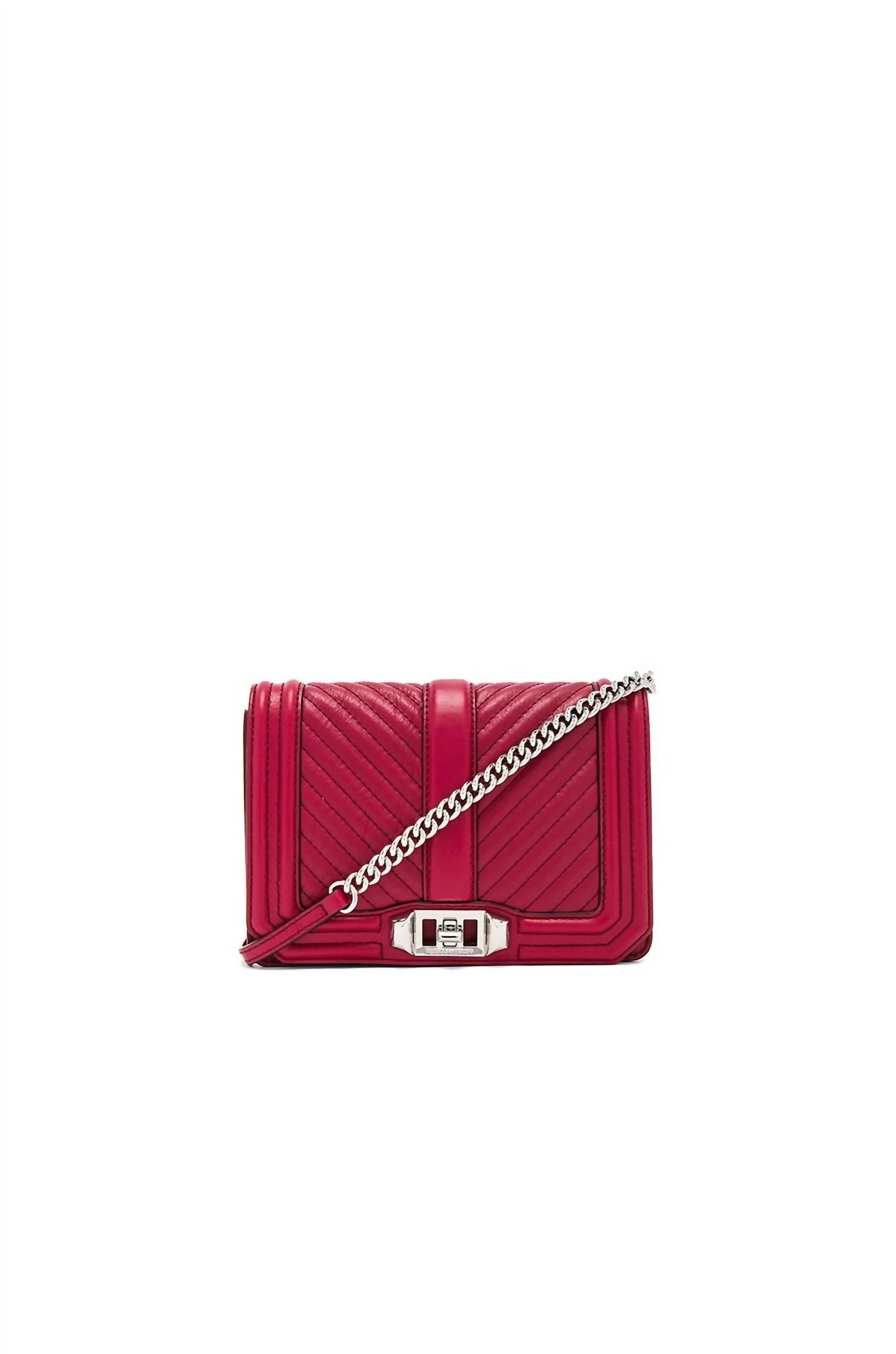Women's Chevron Quilted Small Love Crossbody Bag In Beet | Shop Simon