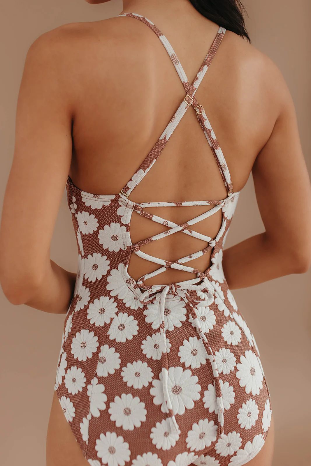 LACED UP ONE PIECE IN COCONUT FLORAL BY PINK DESERT | Pink Desert