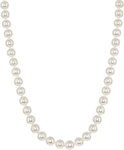 Blue Ocean Pearls 14K Gold White Japanese Akoya Cultured Pearls 18" Silk-Knotted Strand Pearl Necklace - Choice of Pearl Size & Clasp Gold Color (White Gold, 8.5-9.0mm) | Amazon (US)