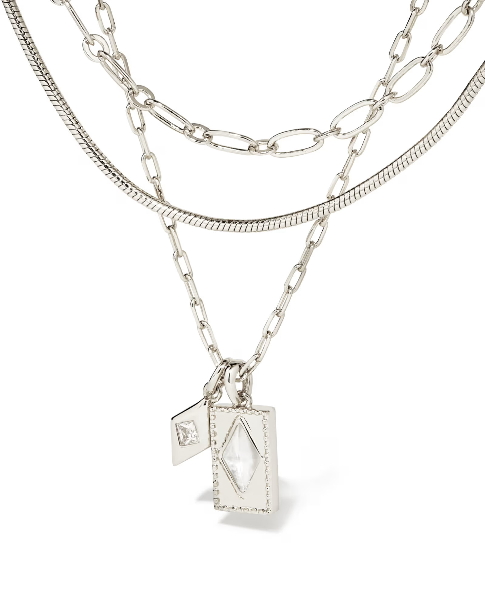 Kinsley Silver Multi Strand Necklace in Ivory Mother-of-Pearl | Kendra Scott