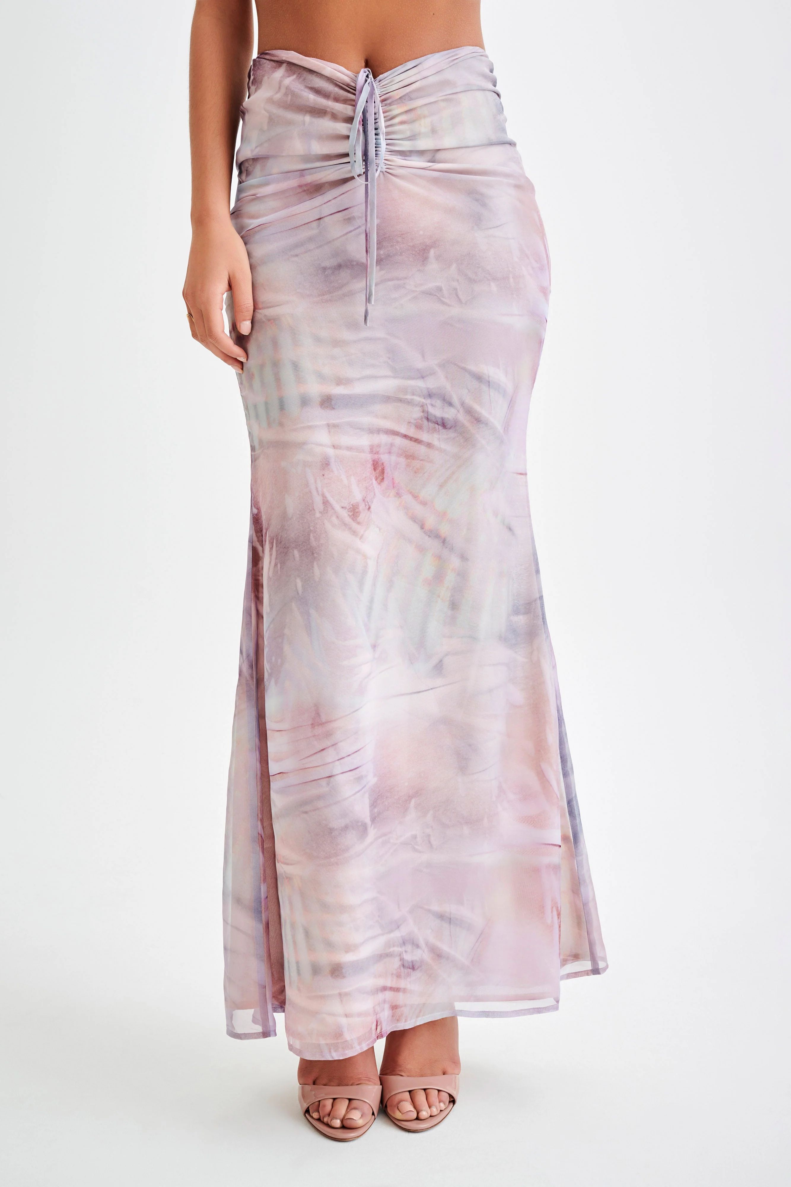 Ursula Ruched Maxi Skirt - Mermaid Shell Print | MESHKI US