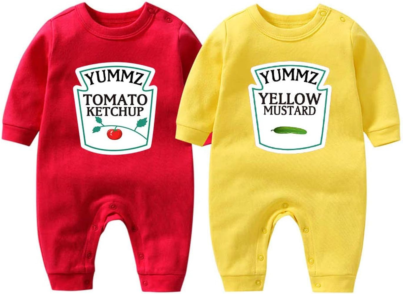 YSCULBUTOL Baby Bodysuit Yummz Tomato Ketchup Mustard Red Yellow Twins Set Boys Girls Clothes Twi... | Amazon (US)